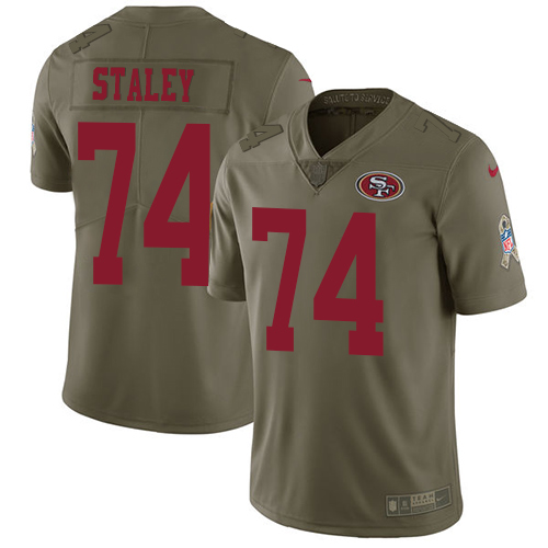 San Francisco 49ers #74 Joe Staley Olive Men's Stitched Limited 2017 Salute to Service Jersey Men's cheap jerseys for sale - CheapJerseys.Shop