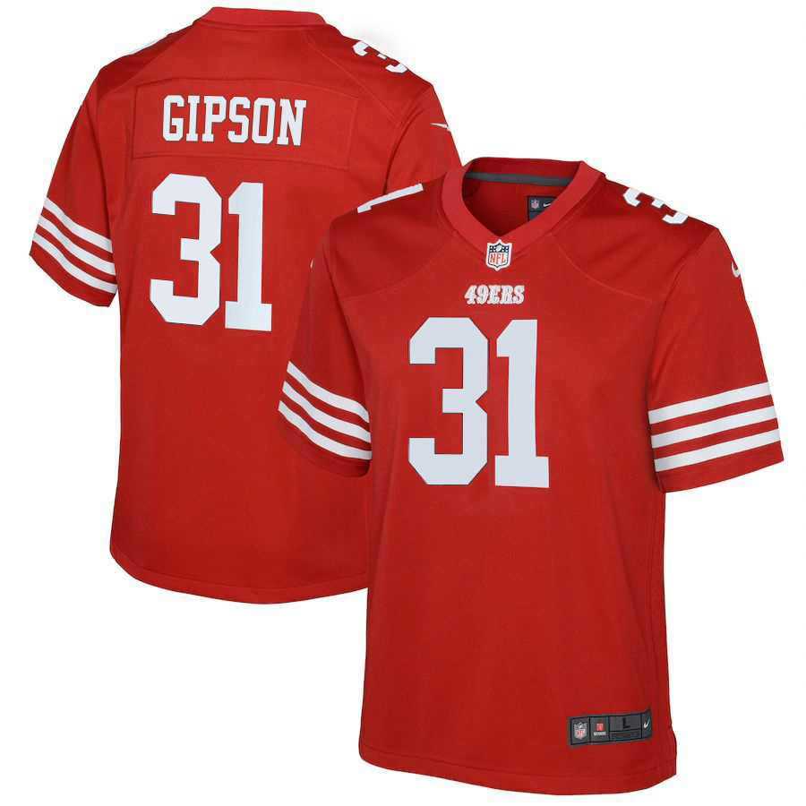 San Francisco 49ers #31 Tashaun Gipson Scarlet Youth 2022-23 Game Jersey cheap jerseys for sale - CheapJerseys.Shop