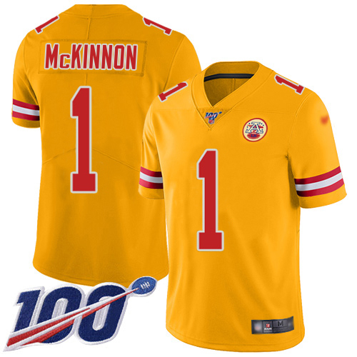 Chiefs #1 Jerick McKinnon Gold Men's Stitched Limited Inverted Legend 100th Season Jersey cheap jerseys for sale - CheapJerseys.Shop