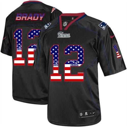 Patriots #12 Tom Brady Black Men's Stitched Elite USA Flag Fashion Jersey cheap jerseys for sale - CheapJerseys.Shop