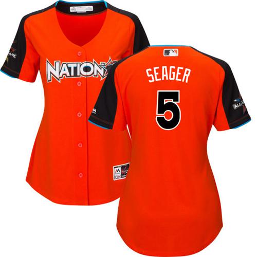 Los Angeles Dodgers #5 Corey Seager Orange 2017 All-Star National League Women's Stitched Jersey Womens cheap jerseys for sale - CheapJerseys.Shop