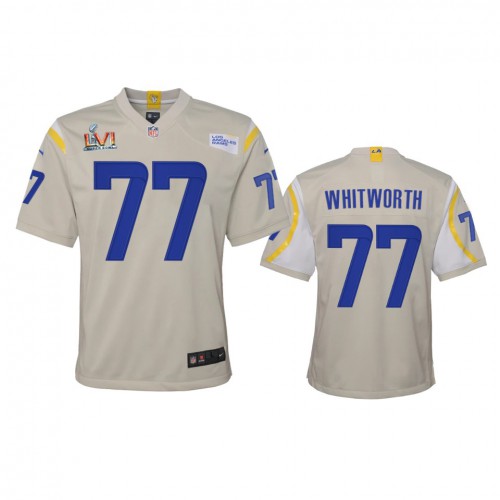 Los Angeles Los Angeles Rams #77 Andrew Whitworth Youth Super Bowl LVI Patch Game Jersey - Bone Youth cheap jerseys for sale - CheapJerseys.Shop
