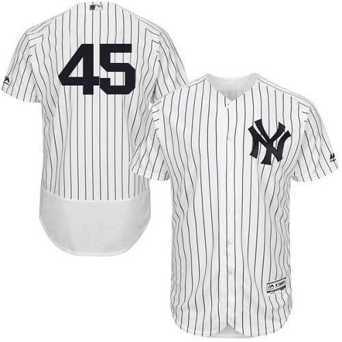 New York Yankees #45 Gerrit Cole White Strip Flexbase Authentic Collection Stitched Jersey Men's cheap jerseys for sale - CheapJerseys.Shop
