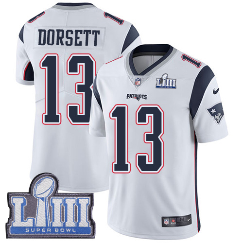 New England Patriots #13 Phillip Dorsett White Super Bowl LIII Bound Men's Stitched Vapor Untouchable Limited Jersey Men's cheap jerseys for sale - CheapJerseys.Shop