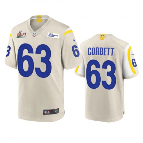 Los Angeles Los Angeles Rams #63 Austin Corbett Men's Super Bowl LVI Patch Game Jersey - Bone Men's cheap jerseys for sale - CheapJerseys.Shop