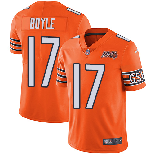 Bears #17 Tim Boyle Orange Men's Stitched Limited Rush 100th Season Jersey cheap jerseys for sale - CheapJerseys.Shop