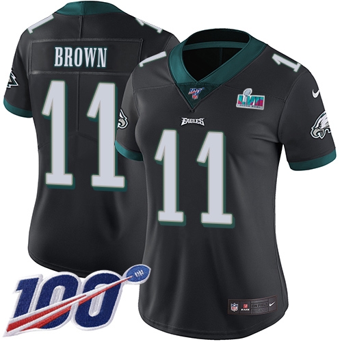 Eagles #11 A.J. Brown Black Alternate Super Bowl LVII Patch Women's Stitched 100th Season Vapor Untouchable Limited Jersey cheap jerseys for sale - CheapJerseys.Shop