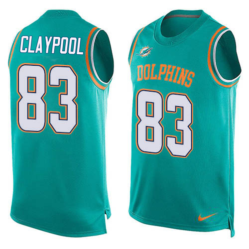 Dolphins #83 Chase Claypool Aqua Green Team Color Men's Stitched Limited Tank Top Jersey cheap jerseys for sale - CheapJerseys.Shop