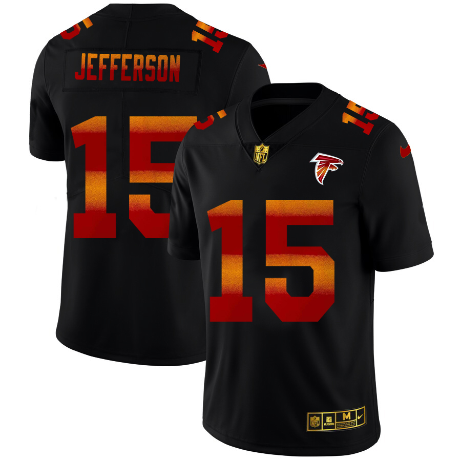 Atlanta Falcons #15 Van Jefferson Men's Black Red Orange Stripe Vapor Limited Jersey cheap jerseys for sale - CheapJerseys.Shop