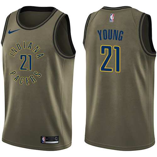 Indiana Pacers #21 Thaddeus Young Green Salute to Service Youth Swingman Jersey Youth cheap jerseys for sale - CheapJerseys.Shop