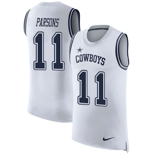 Cowboys #11 Micah Parsons White Men's Stitched Limited Rush Tank Top Jersey cheap jerseys for sale - CheapJerseys.Shop