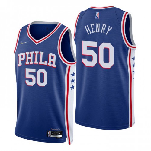 Philadelphia 76ers #50 Aaron Henry Royal Mens 2021-22 75th Anniversary Diamond Swingman Jersey - Icon Edition Mens cheap jerseys for sale - CheapJerseys.Shop