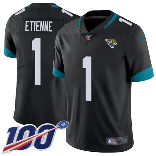 Jaguars #1 Travis Etienne Black Team Color Youth Stitched 100th Season Vapor Limited Jersey cheap jerseys for sale - CheapJerseys.Shop
