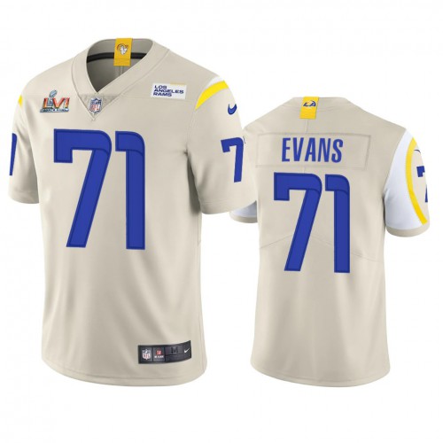 Los Angeles Los Angeles Rams #71 Bobby Evans Men's Super Bowl LVI Patch Vapor Limited Jersey - Bone Men's cheap jerseys for sale - CheapJerseys.Shop