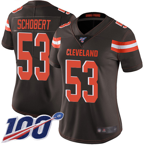 Cleveland Browns #53 Joe Schobert Brown Team Color Women's Stitched 100th Season Vapor Limited Jersey Womens cheap jerseys for sale - CheapJerseys.Shop