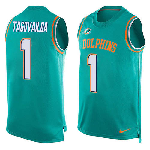 Dolphins #1 Tua Tagovailoa Aqua Green Team Color Men's Stitched Limited Tank Top Jersey cheap jerseys for sale - CheapJerseys.Shop