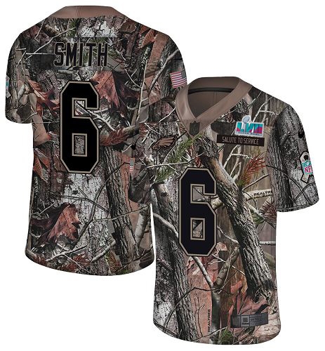 Eagles #6 DeVonta Smith Camo Super Bowl LVII Patch Men's Stitched Limited Rush Realtree Jersey cheap jerseys for sale - CheapJerseys.Shop