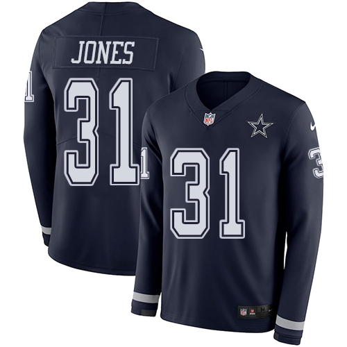 Dallas Cowboys #31 Byron Jones Navy Blue Team Color Men's Stitched Limited Therma Long Sleeve Jersey Men's cheap jerseys for sale - CheapJerseys.Shop