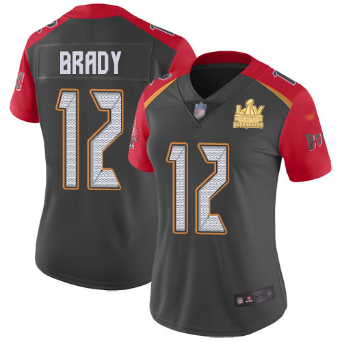 Buccaneers #12 Tom Brady Gray Women's Super Bowl LV Champions Patch Stitched Limited Inverted Legend Jersey cheap jerseys for sale - CheapJerseys.Shop