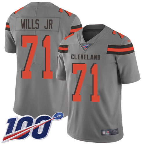 Cleveland Browns #71 Jedrick Wills JR Gray Men's Stitched Limited Inverted Legend 100th Season Jersey Men's cheap jerseys for sale - CheapJerseys.Shop