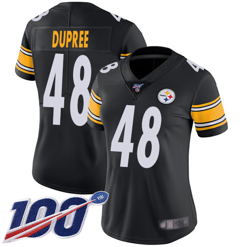 Pittsburgh Steelers #48 Bud Dupree Black Team Color Women's Stitched 100th Season Vapor Limited Jersey Womens cheap jerseys for sale - CheapJerseys.Shop