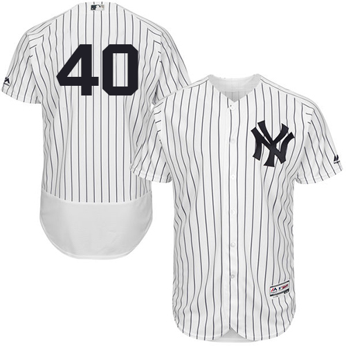 New York Yankees #40 Luis Severino White Strip Flexbase Authentic Collection Stitched Jersey Men's cheap jerseys for sale - CheapJerseys.Shop