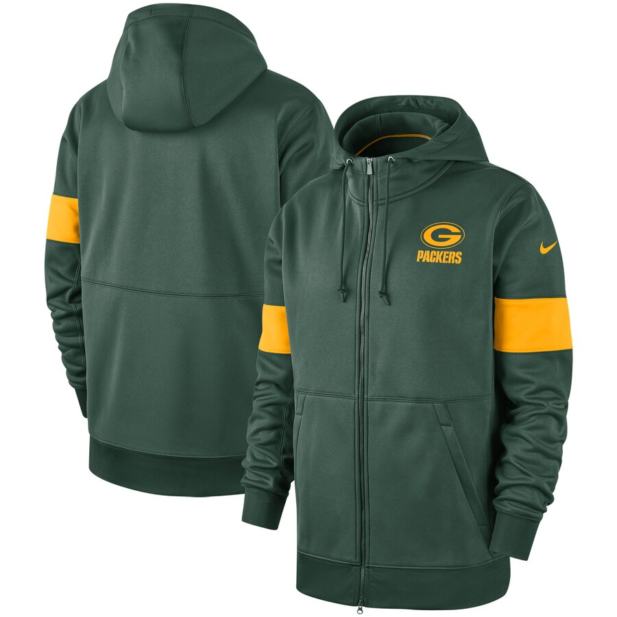 Green Bay Packers Sideline Performance Full-Zip Hoodie Green cheap jerseys for sale - CheapJerseys.Shop