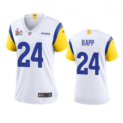 Los Angeles Los Angeles Rams #24 Taylor Rapp Women's Super Bowl LVI Patch Alternate Game Jersey - White Womens cheap jerseys for sale - CheapJerseys.Shop