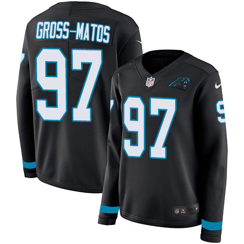 Carolina Panthers #97 Yetur Gross-Matos Black Team Color Women's Stitched Limited Therma Long Sleeve Jersey Womens cheap jerseys for sale - CheapJerseys.Shop