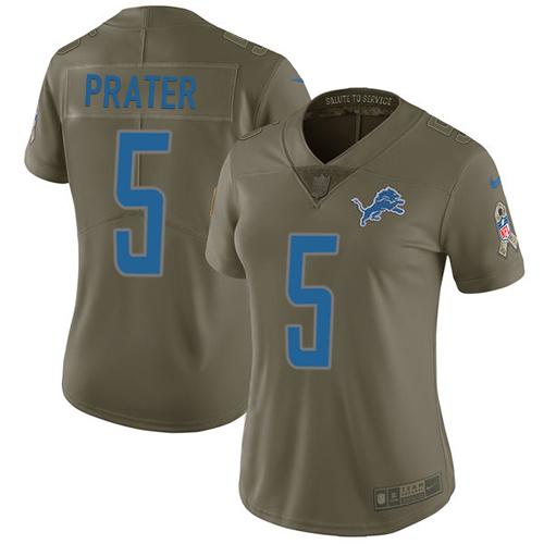 Detroit Lions #5 Matt Prater Olive Women's Stitched Limited 2017 Salute to Service Jersey Womens cheap jerseys for sale - CheapJerseys.Shop