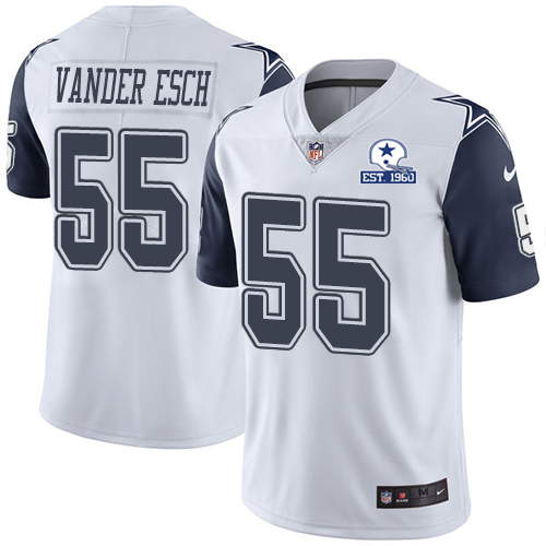Cowboys #55 Leighton Vander Esch White Men's Stitched With Established In 1960 Patch Limited Rush Jersey cheap jerseys for sale - CheapJerseys.Shop