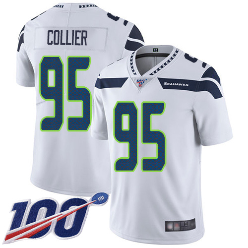 Seattle Seahawks #95 L.J. Collier White Men's Stitched 100th Season Vapor Limited Jersey Men's cheap jerseys for sale - CheapJerseys.Shop