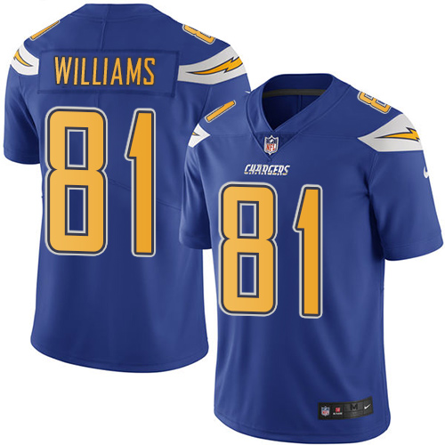 Los Angeles Chargers #81 Mike Williams Electric Blue Men's Stitched Limited Rush Jersey Men's cheap jerseys for sale - CheapJerseys.Shop