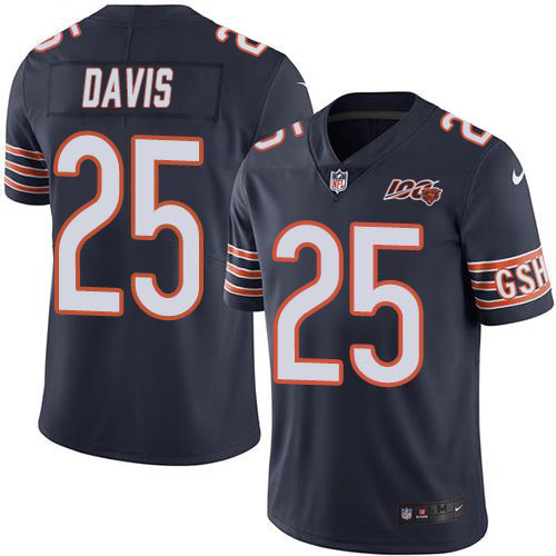 Chicago Bears #25 Mike Davis Navy Blue Team Color Men's 100th Season Stitched Vapor Untouchable Limited Jersey Men's cheap jerseys for sale - CheapJerseys.Shop