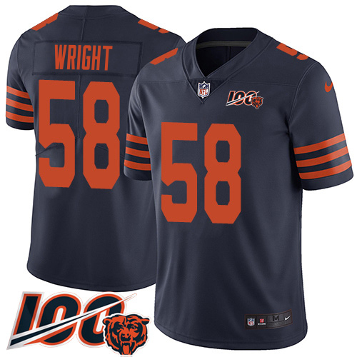 Bears #58 Darnell Wright Navy Blue Alternate Men's Stitched 100th Season Vapor Limited Jersey cheap jerseys for sale - CheapJerseys.Shop
