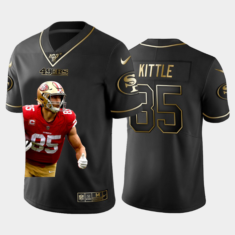 San Francisco 49ers #85 George Kittle Team Hero 1 Vapor Limited 100 Jersey Black Golden cheap jerseys for sale - CheapJerseys.Shop