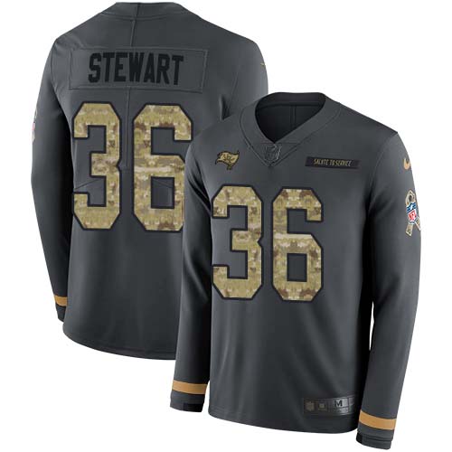 Tampa Bay Buccaneers #36 M.J. Stewart Anthracite Salute to Service Men's Stitched Limited Therma Long Sleeve Jersey Men's cheap jerseys for sale - CheapJerseys.Shop