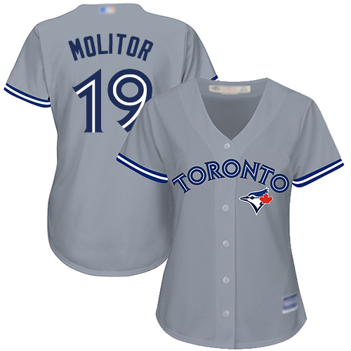 Toronto Blue Jays #19 Paul Molitor Grey Road Women's Stitched Jersey Womens cheap jerseys for sale - CheapJerseys.Shop