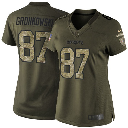 New England Patriots #87 Rob Gronkowski Green Women's Stitched Limited 2015 Salute to Service Jersey Womens cheap jerseys for sale - CheapJerseys.Shop