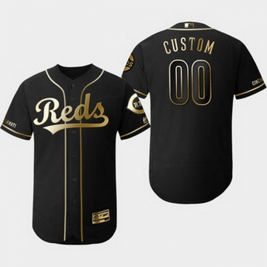 Men Cincinnati Reds Customized Black Gold Flexbase Jersey cheap jerseys for sale - CheapJerseys.Shop