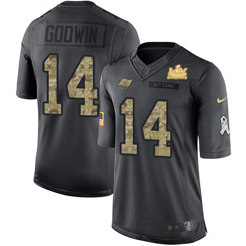 Buccaneers #14 Chris Godwin Black Men's Super Bowl LV Champions Patch Limited 2016 Salute To Service Jersey cheap jerseys for sale - CheapJerseys.Shop