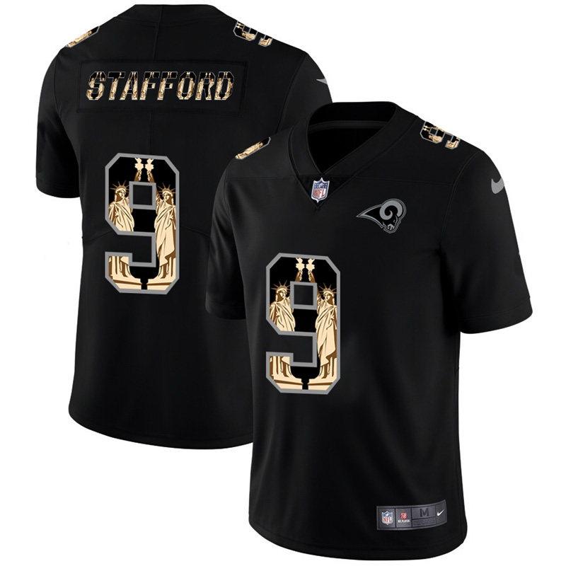 Los Angeles Rams #9 Matthew Stafford Carbon Black Vapor Statue Of Liberty Limited Jersey cheap jerseys for sale - CheapJerseys.Shop