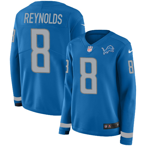 Lions #8 Josh Reynolds Blue Team Color Women's Stitched Limited Therma Long Sleeve Jersey cheap jerseys for sale - CheapJerseys.Shop