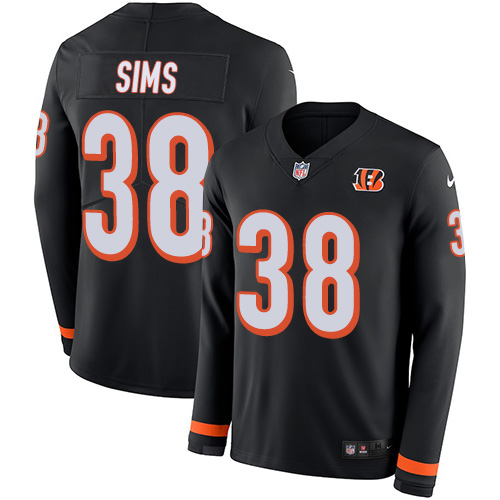 Cincinnati Bengals #38 LeShaun Sims Black Team Color Men's Stitched Limited Therma Long Sleeve Jersey Men's cheap jerseys for sale - CheapJerseys.Shop
