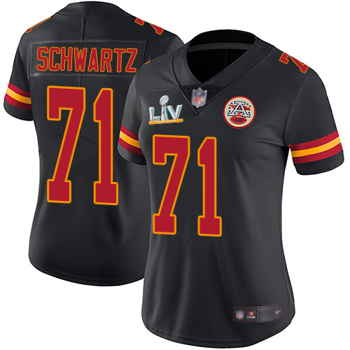 Kansas City Chiefs #71 Mitchell Schwartz Black Women's Super Bowl LV Bound Stitched Limited Rush Jersey Womens cheap jerseys for sale - CheapJerseys.Shop