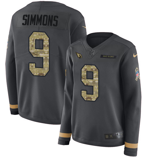 Cardinals #9 Isaiah Simmons Anthracite Salute To Service Women's Stitched Limited Therma Long Sleeve Jersey cheap jerseys for sale - CheapJerseys.Shop