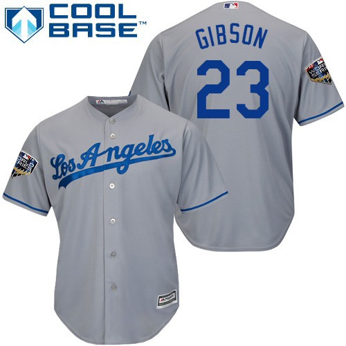 Los Angeles Dodgers #23 Kirk Gibson Grey Cool Base 2018 World Series Stitched Youth Jersey Youth cheap jerseys for sale - CheapJerseys.Shop