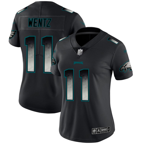 Philadelphia Eagles #11 Carson Wentz Black Women's Stitched Vapor Untouchable Limited Smoke Fashion Jersey Womens cheap jerseys for sale - CheapJerseys.Shop