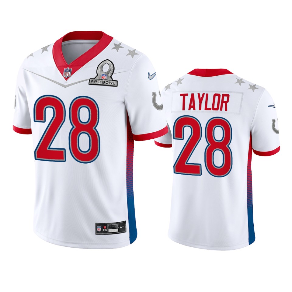 Colts #28 Jonathan Taylor Men's 2022 AFC Pro Bowl Game Jersey White cheap jerseys for sale - CheapJerseys.Shop