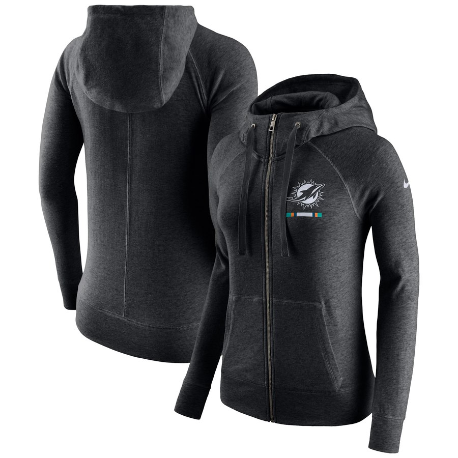Miami Dolphins Women's Gym Vintage Full-Zip Hoodie Black cheap jerseys for sale - CheapJerseys.Shop